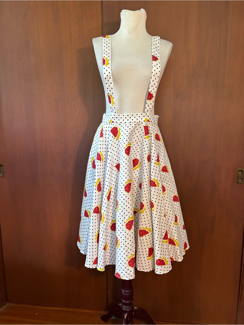 NWT Collectif X ModCloth White Liesel Suspender Grapefruit Swing Skirt